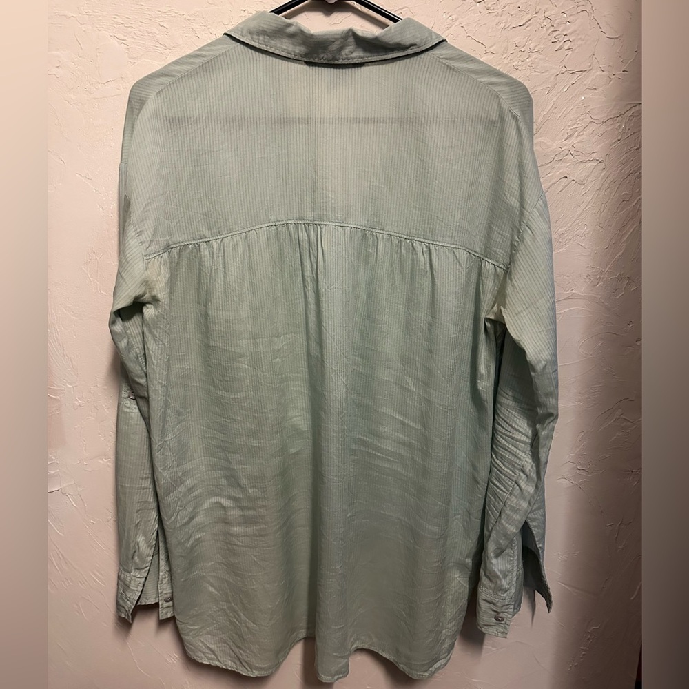 Express Green Tie Front Button Down Top - xsmall - Picture 4 of 8
